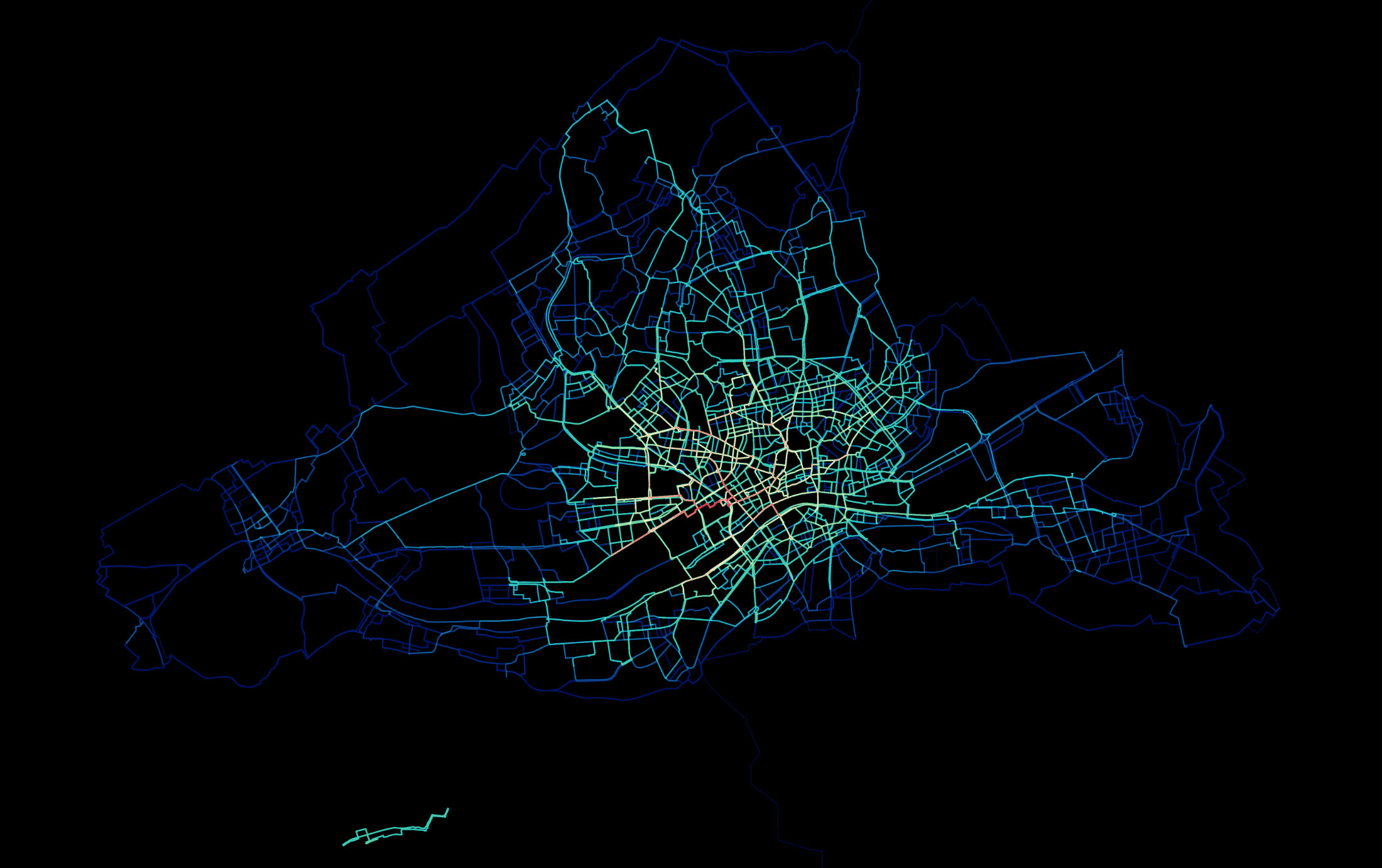 Bikesharing Heatmap Frankfurt am Main 2014–2017